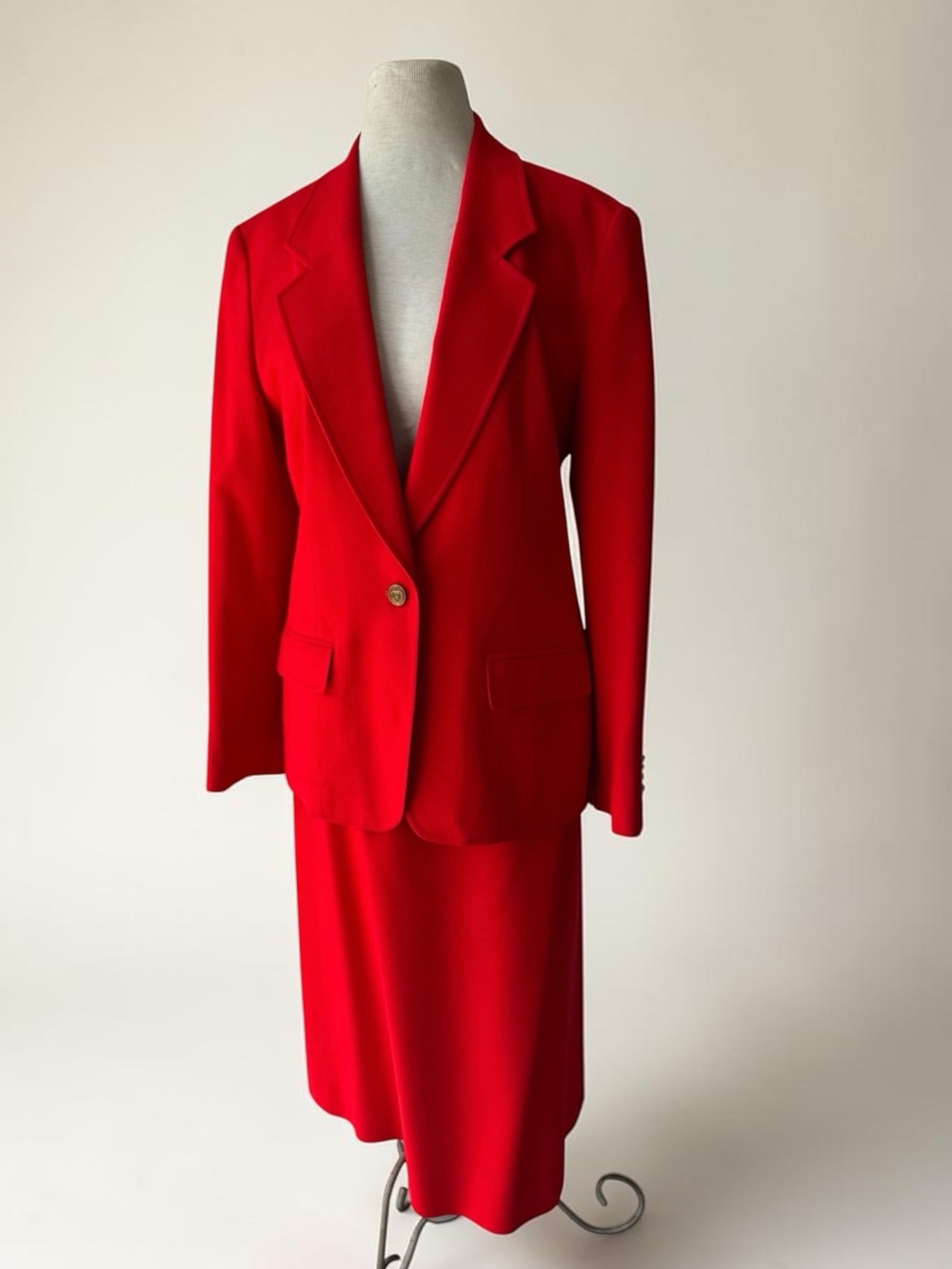 Vtg 80s Pendleton Red 100% Wool Skirt Suit Sz 12 Blazer Skirt 2pc USA Made